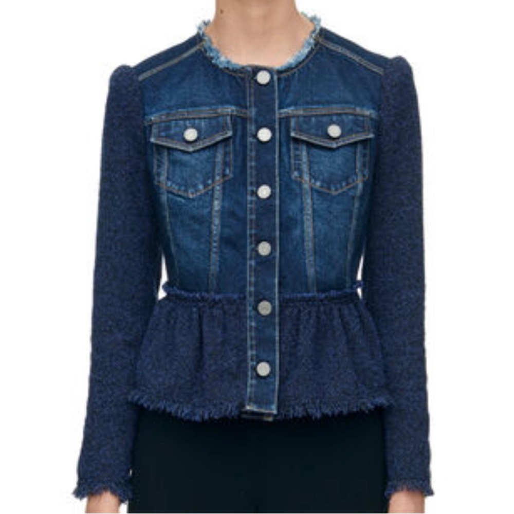 Rebecca Taylor Stretch Tweed Denim Jacket Size 2